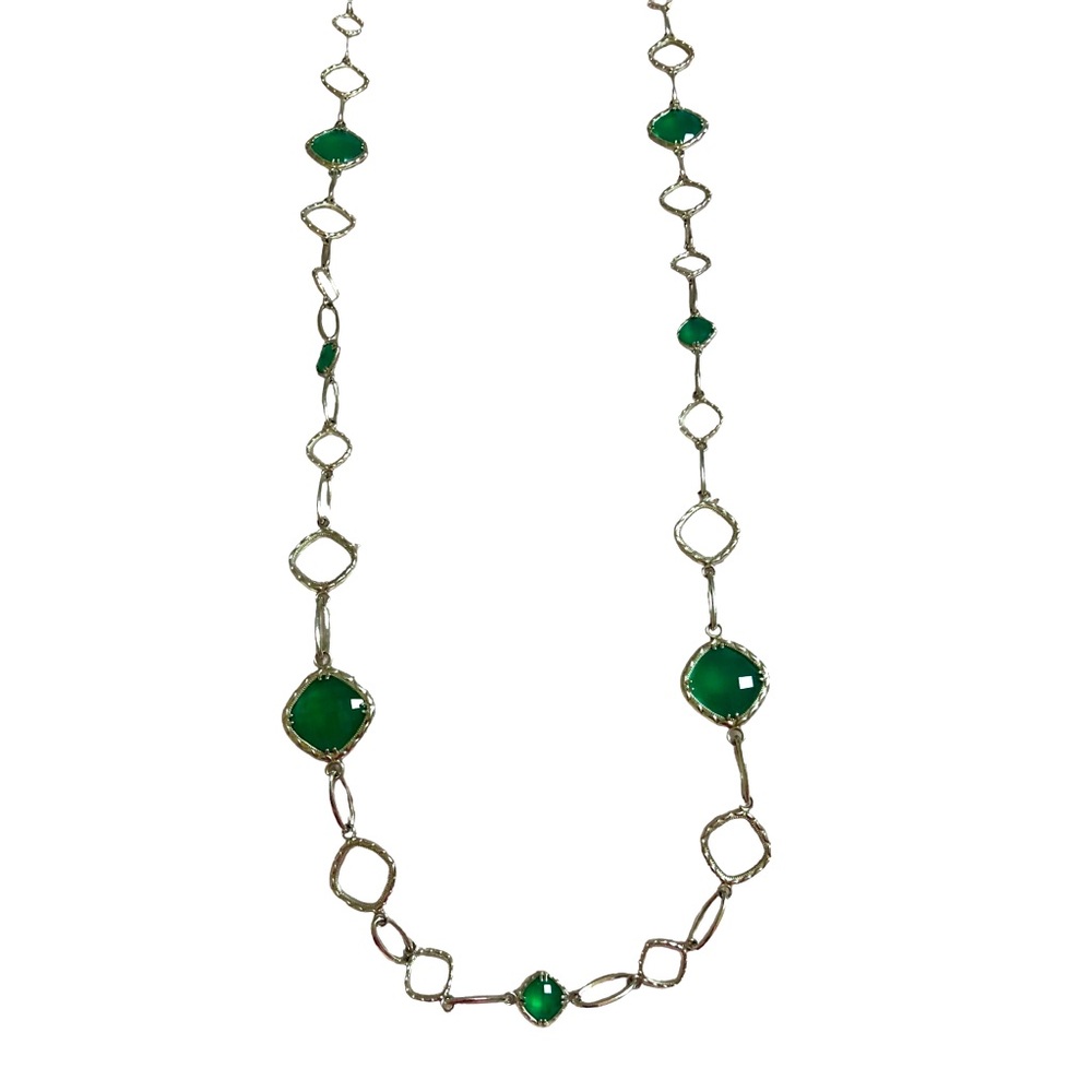 Tacori 18k sterling silver green onyx 36” necklace